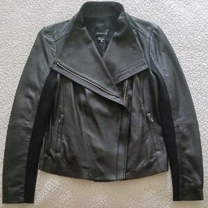 Trouve Charcoal Leather Moto Jacket